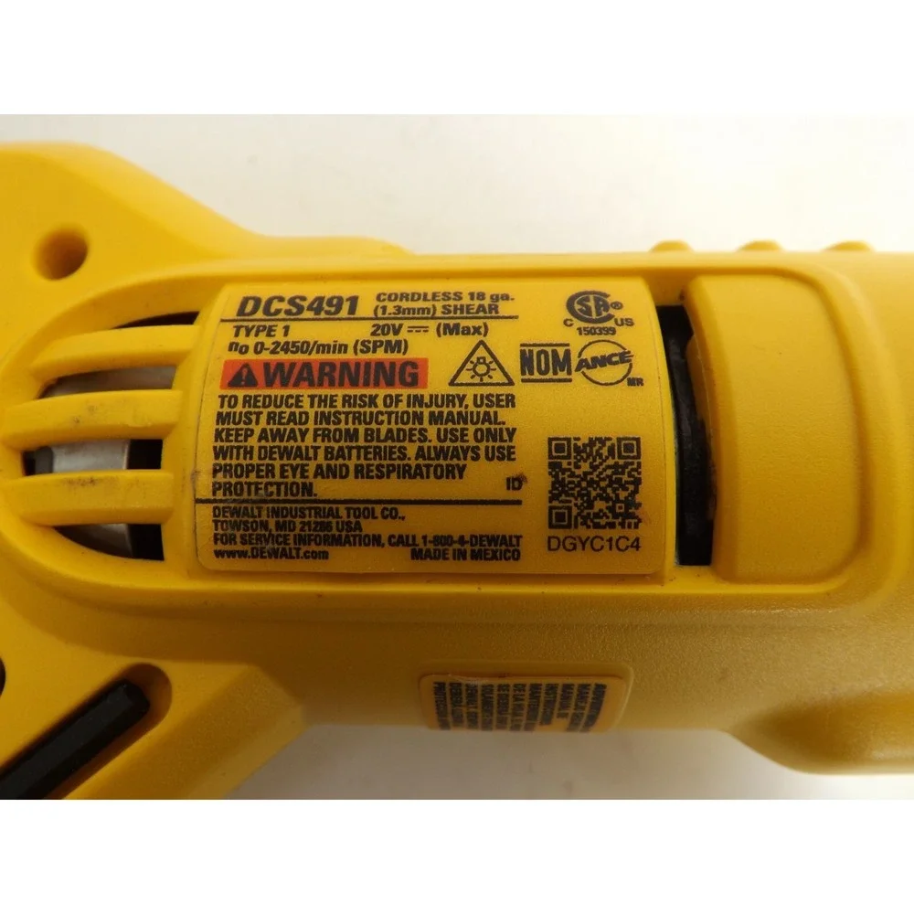 DEWALT 20V MAX DCS491 Cordless 18-Gauge Swivel Head Shears (Tool Only)